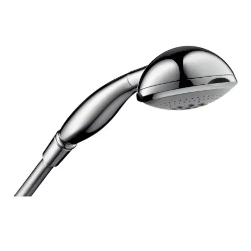 Handbrause von AXOR mit glattem, ergonomischem Design in Chrom-Optik und Details, die eine einfache Reinigung ermöglichen.